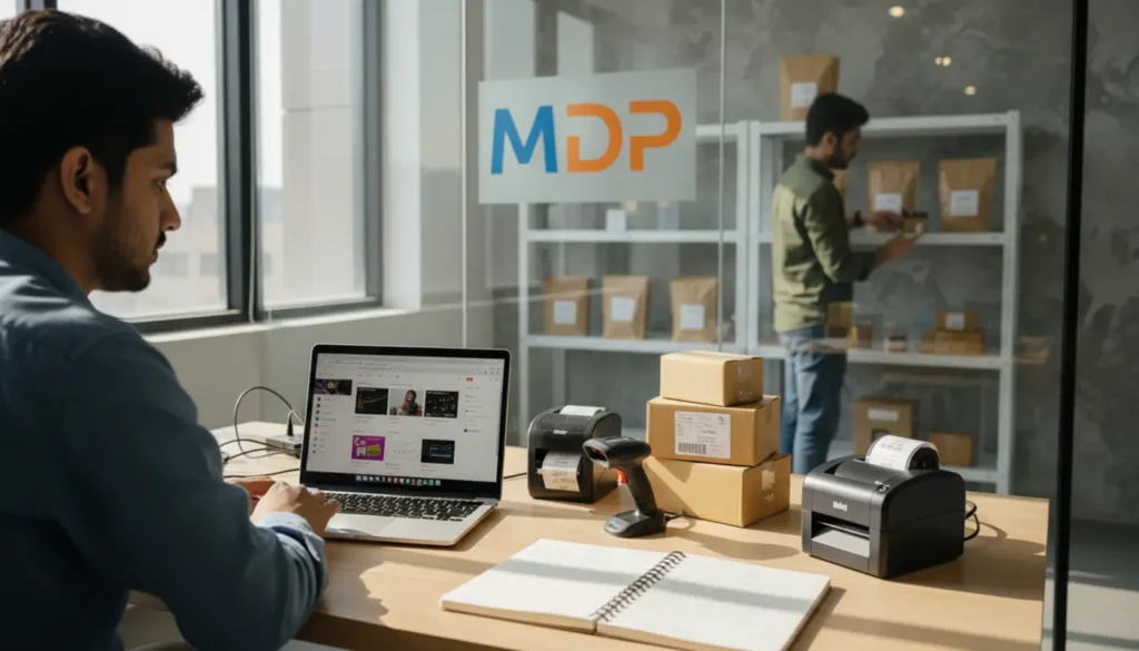 Shopify SEO workflow with analytics, packaging, and keyword planning in a real workspace