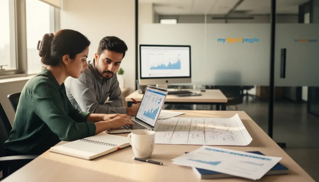 Pakistani digital agency team reviewing AI job trends and automation workflows